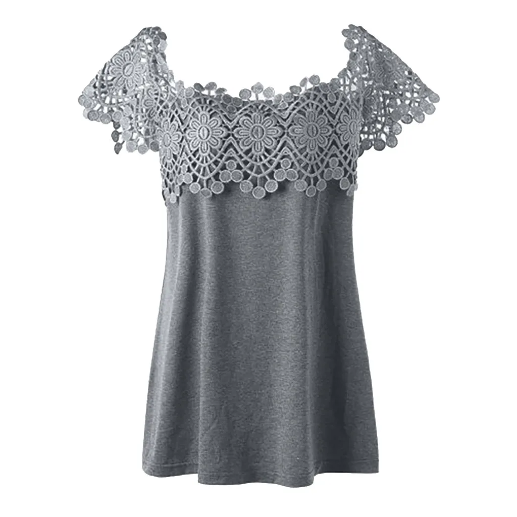 Women Sexy blouse Summer Casual Hollow White Chiffon Short Sleeve Splice Lace Tops Shirts Blusas Mujer De Moda Plus Size
Women Sexy blouse Summer Casual Hollow White Chiffon Short Sleeve Splice Lace Tops Shirts Blusas Mujer De Moda Plus Size
