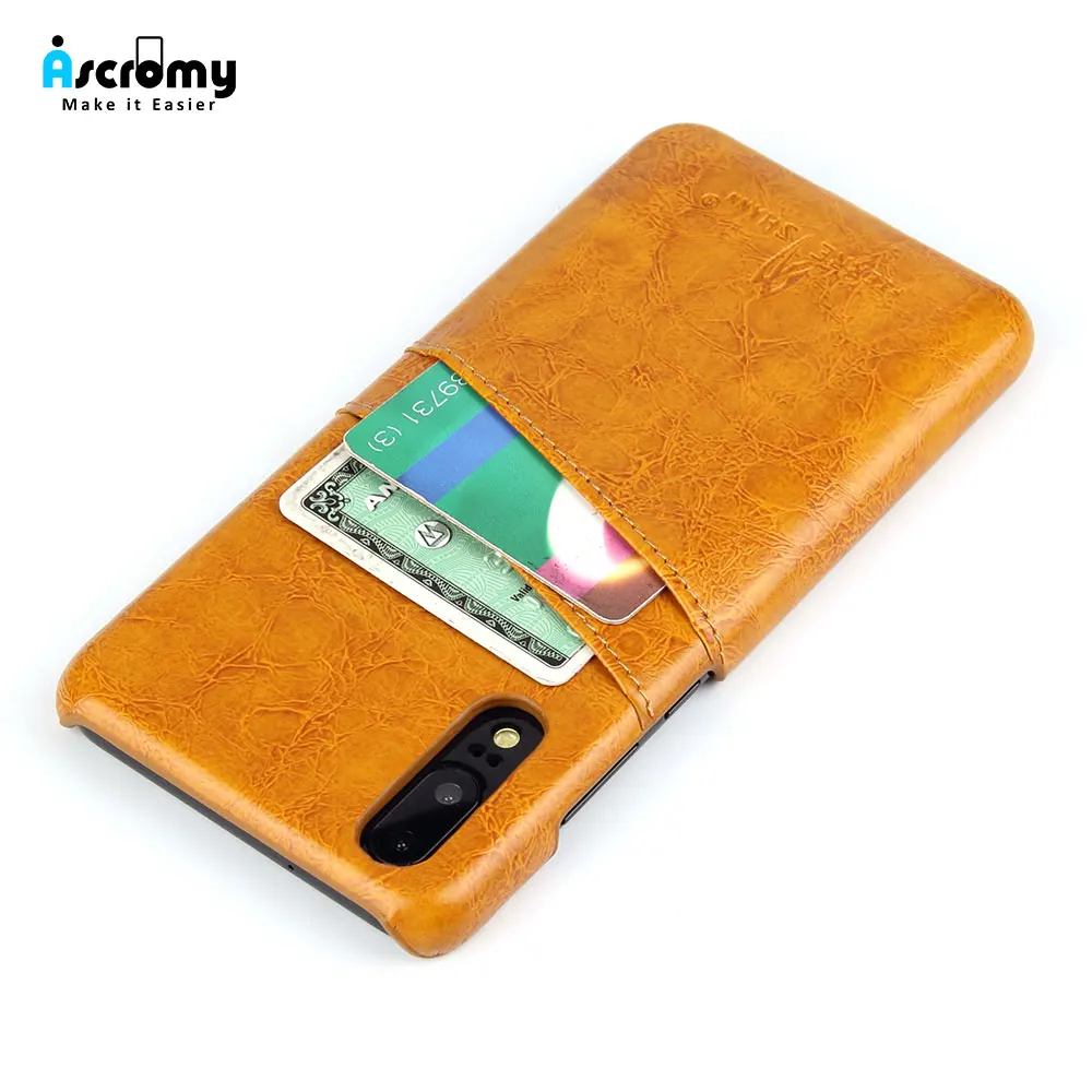 Ascromy For Huawei P20 Case Leather Card Holder Wallet Phone Back Hard Case Cover For Huawei P20 CardHolder Fundas Accessories (1)