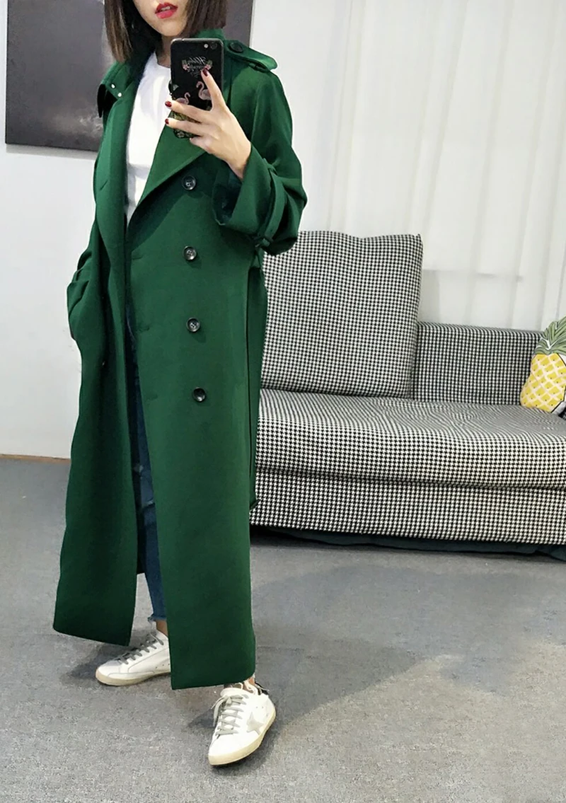 New Fashion 2019 Fall /Autumn Casual Double Breasted Simple Classic Long Trench Coat Green Chic Female Windbreaker
New Fashion 2019 Fall /Autumn Casual Double Breasted Simple Classic Long Trench Coat Green Chic Female Windbreaker