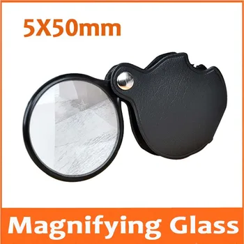

5x 50mm Office Loupe Pocket Ultra-thin Portable Magnifier Elderly Newspaper Reading Handheld Magnifying Glass with Holster Case