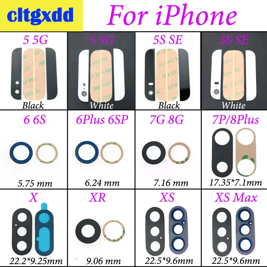 cltgxdd Glass Camera Lens with Tape Replacement for Apple iPhone X XS Max XR 8P 8 7 6SP 6s 6 plus 5 5S SE Crystal Camera Lens
cltgxdd Glass Camera Lens with Tape Replacement for Apple iPhone X XS Max XR 8P 8 7 6SP 6s 6 plus 5 5S SE Crystal Camera Lens