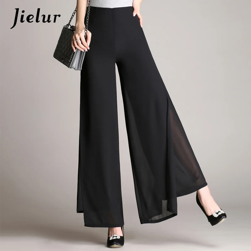 Jielur Summer Chic High Waist Pants Female Black Double-layer Chiffon Wide Leg Pants Office Lady Loose Trousers for Women S-4XL
Jielur Summer Chic High Waist Pants Female Black Double-layer Chiffon Wide Leg Pants Office Lady Loose Trousers for Women S-4XL