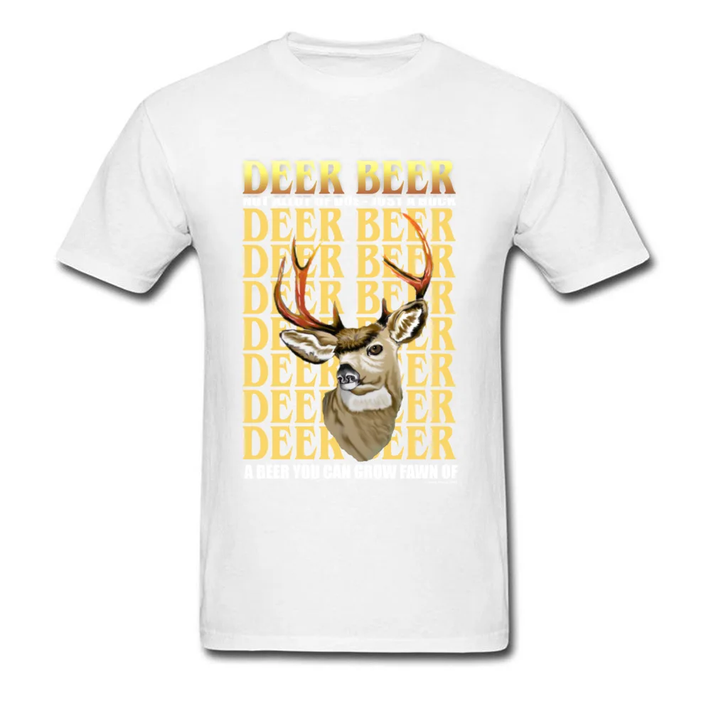 Tops Tees Deer Beer Father Day Funky Classic Short Sleeve Pure Cotton Round Neck Men T Shirts Classic T-shirts Deer Beer white