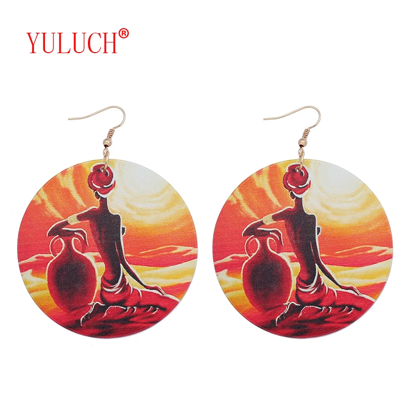 YULUCH New Design Ethnic Painted Life Dusk Under African Woman Pendant Vintage Jewelry Wooden Earrings Accessories Gifts
YULUCH New Design Ethnic Painted Life Dusk Under African Woman Pendant Vintage Jewelry Wooden Earrings Accessories Gifts
