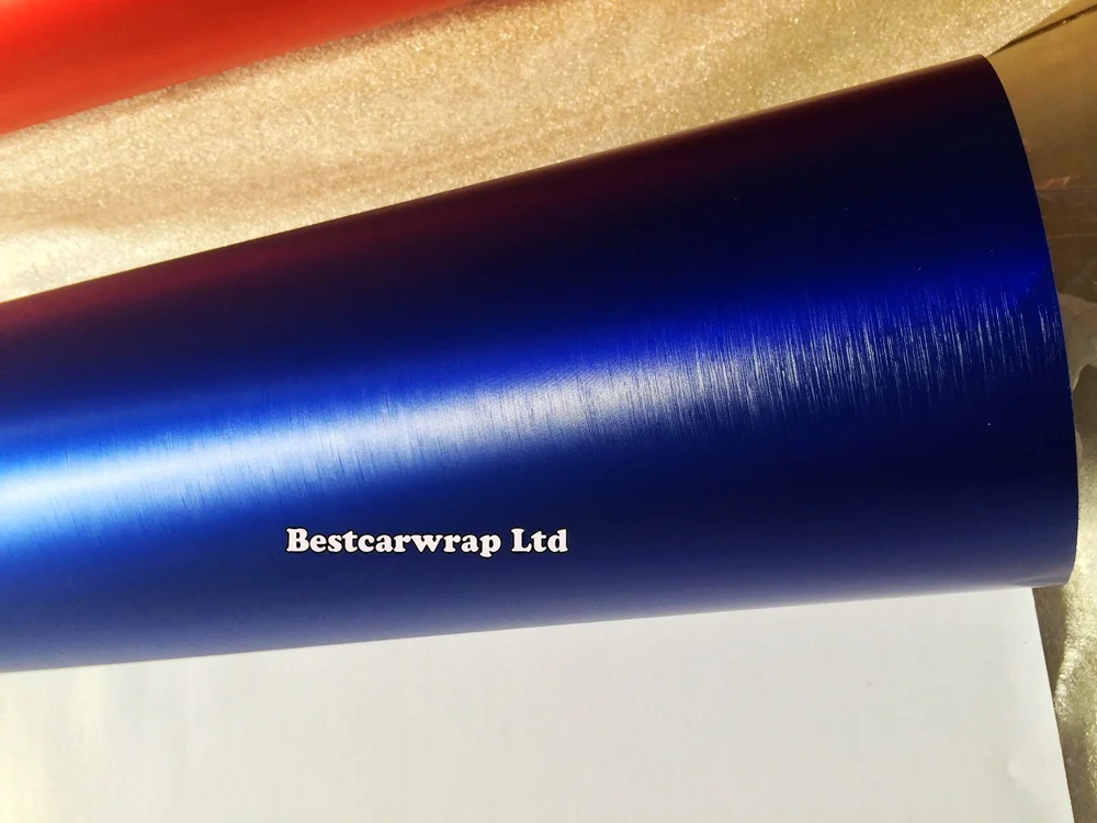metallic brushed blue chrome blue brushed vinyl wrap Film 3m brush steel blue purple red yellow_Wrapping he (3)