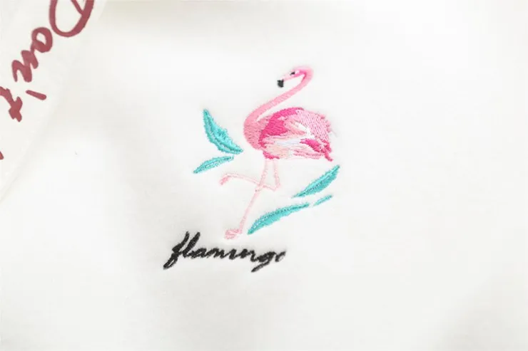 2018 Autumn Spring Hoodies Sweatshirts Women Hoody Flamingo Embroidery Sweatshirt Female Casual Fashion Hearts Sudaderas Mujer (4)