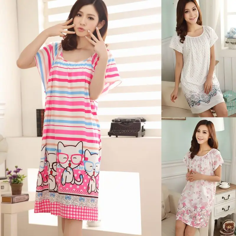Women Summer Faux Modal Knee Length Nightdress Short Ruffled Sleeves Boat Neck Sleepwear Cute Colored Cartoon Graphic Loungewear
Women Summer Faux Modal Knee Length Nightdress Short Ruffled Sleeves Boat Neck Sleepwear Cute Colored Cartoon Graphic Loungewear