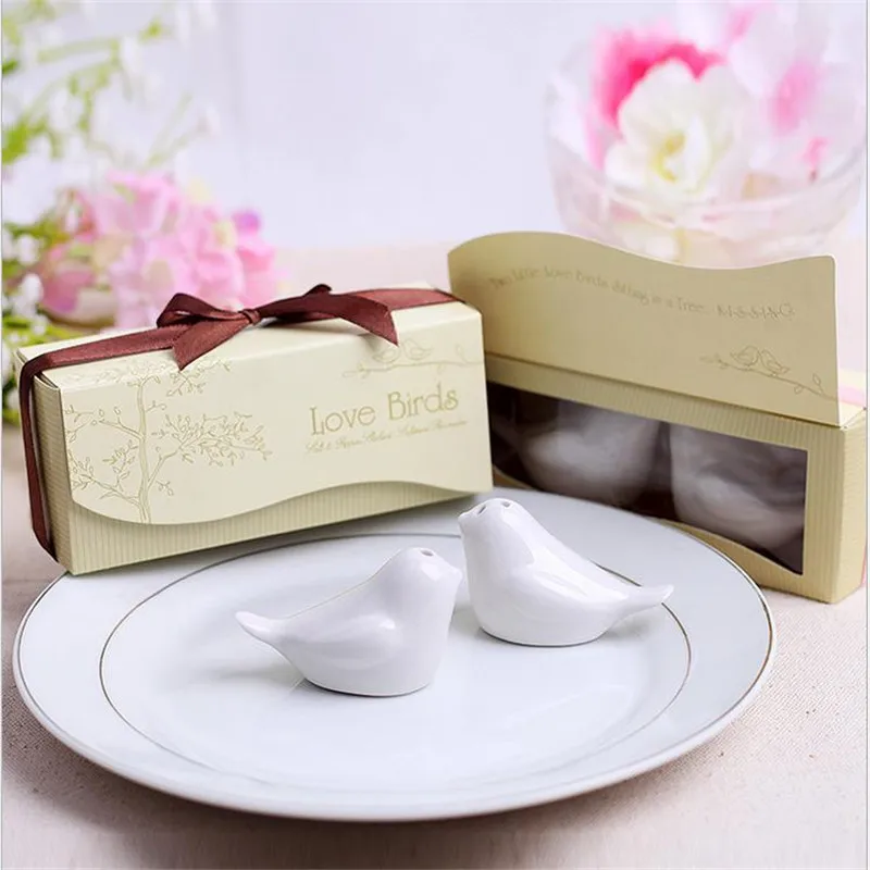 Description Picture 6 of item50pcs/lot(25boxes) Perfect little Wedding gift for guests Love birds salt and pepper shakers Wedding favors For Party Gift favor