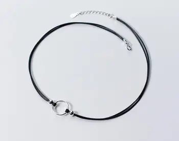 (1MM So thin) Real. 925 Sterling Silver Open Circle &Beads Pendants Double rows Black Cord Choker Torques SHORT Necklace X1367
(1MM So thin) Real. 925 Sterling Silver Open Circle &Beads Pendants Double rows Black Cord Choker Torques SHORT Necklace X1367