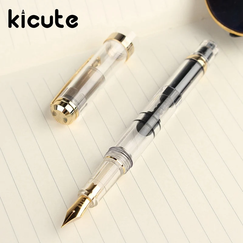 Kicute Fashion Design Transparent And Black Piston Fine Nib 0.5mm Fountain Pen Set With Box Bussiness School Supplies
Kicute Fashion Design Transparent And Black Piston Fine Nib 0.5mm Fountain Pen Set With Box Bussiness School Supplies