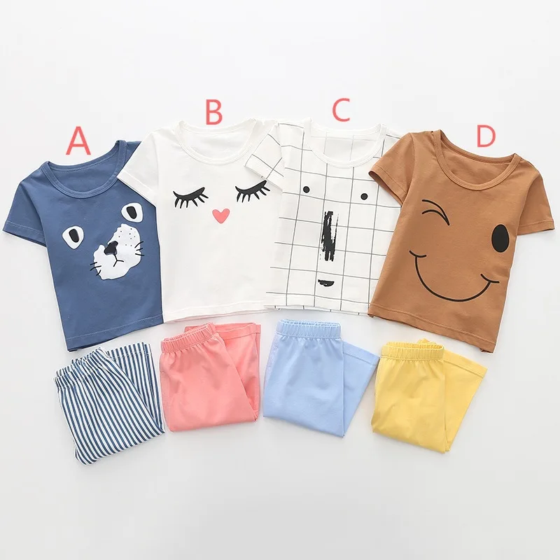 4 Colors Kids Boys Girls Clothes Suit Summer Short Sleeve T-Shirts Pants 100% Cotton Toddler Tops TShirt Pajamas 2Pcs Suit
4 Colors Kids Boys Girls Clothes Suit Summer Short Sleeve T-Shirts Pants 100% Cotton Toddler Tops TShirt Pajamas 2Pcs Suit