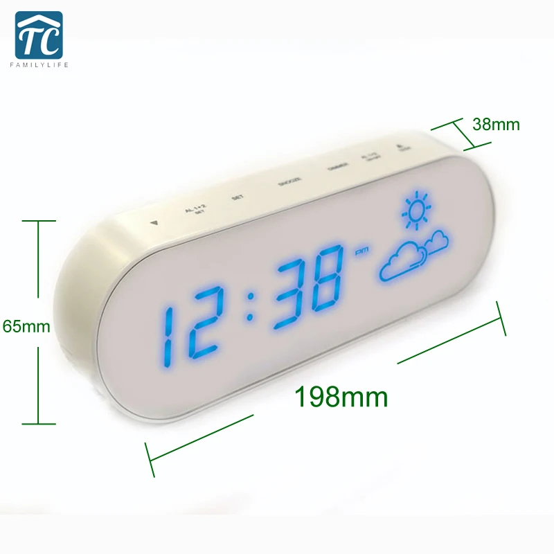 Mirror Weather Forecast LED Alarm Room Indoor Temperature And Humidity Dumb Mute Electronic Alarm Clock
Mirror Weather Forecast LED Alarm Room Indoor Temperature And Humidity Dumb Mute Electronic Alarm Clock