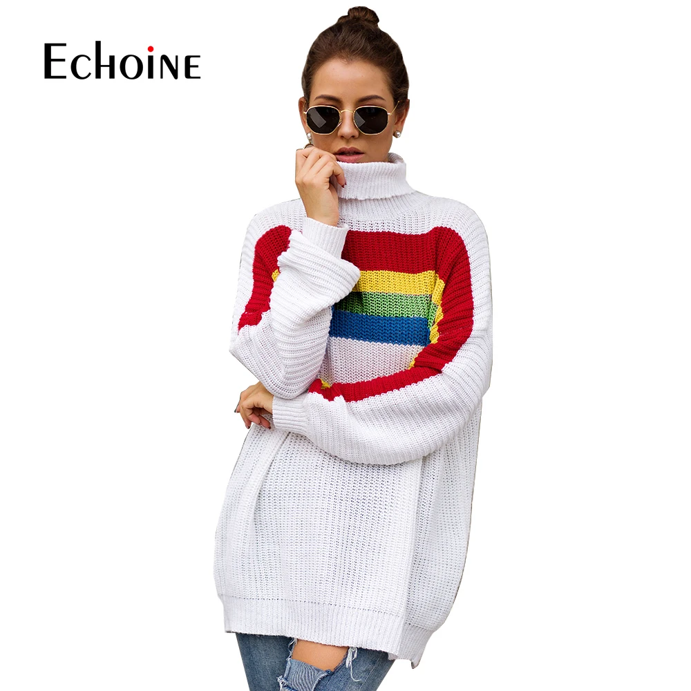 autumn Rainbow Striped Sweater Women 2019 Casual Winter Long Sleeve Knit Loose Pullovers Jumper Turtleneck Oversized Sweaters 
autumn Rainbow Striped Sweater Women 2019 Casual Winter Long Sleeve Knit Loose Pullovers Jumper Turtleneck Oversized Sweaters