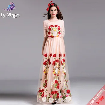 High Quality New Runway Maxi Party Dresses Women Half Flare Sleeve Vintage Floral Embroided Black Lace Long Dress 2019
High Quality New Runway Maxi Party Dresses Women Half Flare Sleeve Vintage Floral Embroided Black Lace Long Dress 2019