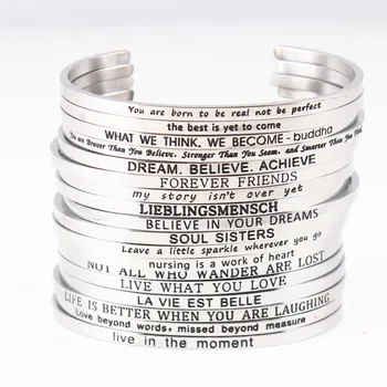 10pcs Random Mix Stainless Steel Bar Bangles Engraved Positive Inspirational Quote Cuff Mantra Bracelets for Women Men Gift
10pcs Random Mix Stainless Steel Bar Bangles Engraved Positive Inspirational Quote Cuff Mantra Bracelets for Women Men Gift