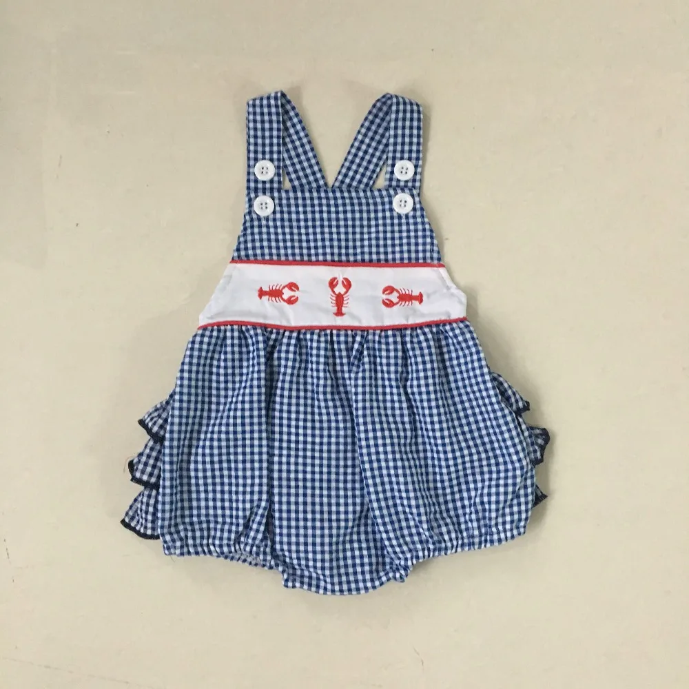 Puresun Hot Sale Summer Design Girl Bubble High Quality Lobster Embroidery Newborn Bubble Baby Blue Gingham Boutique Bodysuit
Puresun Hot Sale Summer Design Girl Bubble High Quality Lobster Embroidery Newborn Bubble Baby Blue Gingham Boutique Bodysuit