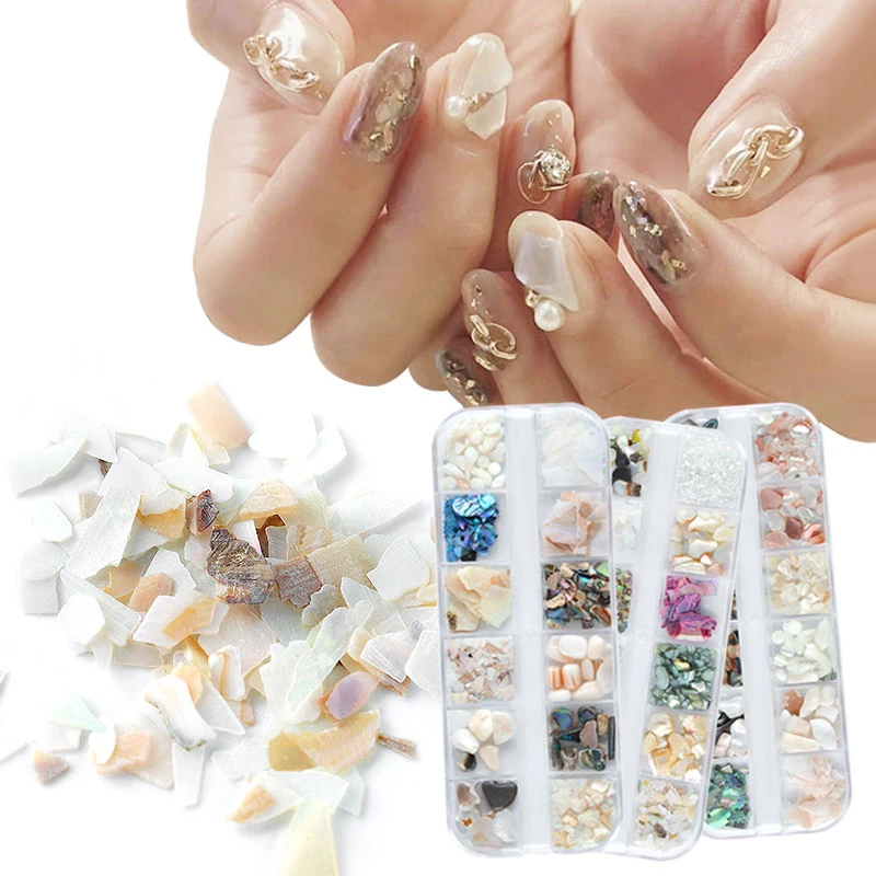 12 Designs/Box Irregular 3D Nail Art Decorations Mixed Sizes Seashell Stone Beauty Patterns Colorful Nail Art Decoration Tools
12 Designs/Box Irregular 3D Nail Art Decorations Mixed Sizes Seashell Stone Beauty Patterns Colorful Nail Art Decoration Tools