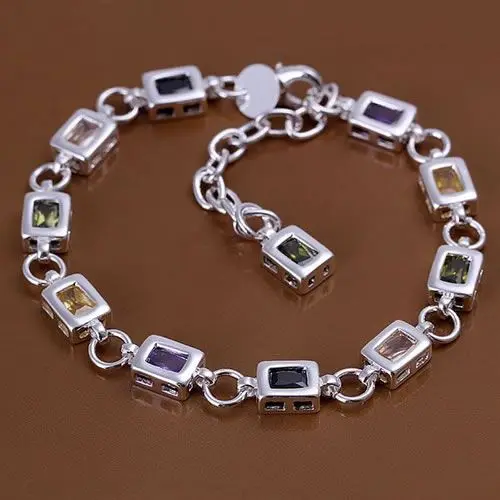 H261 925 delicate silver bracelet, 925 delicate silver fashion jewelry Square color stone bracelet /aivajaca bbbajsia
H261 925 delicate silver bracelet, 925 delicate silver fashion jewelry Square color stone bracelet /aivajaca bbbajsia
