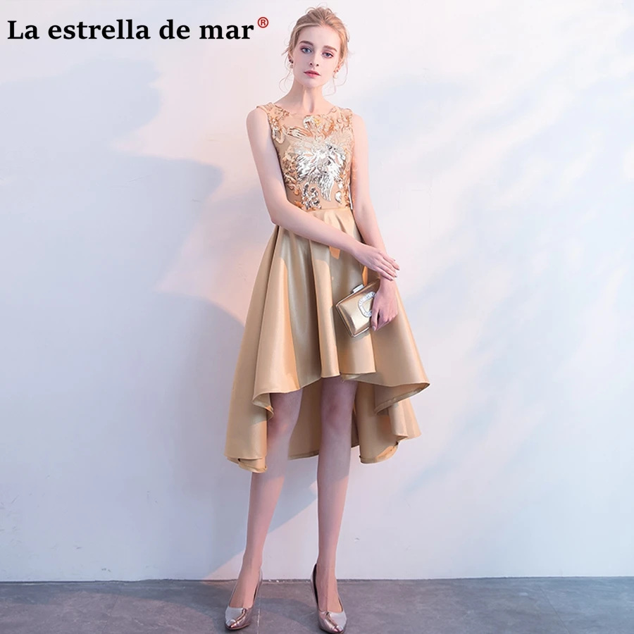 plus size Vestidos fiesta boda2019 new Scoop neck sequined satin gold high-low bridesmaid dress Tea-Length nedime elbisesi
plus size Vestidos fiesta boda2019 new Scoop neck sequined satin gold high-low bridesmaid dress Tea-Length nedime elbisesi