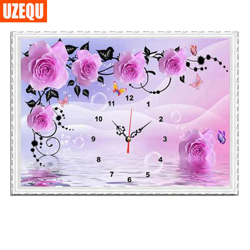 UzeQu 5D DIY Diamond Painting Cross Stitch Wall Clock Diamond Embroidery Flower Rose Watch Full Round Diamond Mosaic Home Decor
UzeQu 5D DIY Diamond Painting Cross Stitch Wall Clock Diamond Embroidery Flower Rose Watch Full Round Diamond Mosaic Home Decor