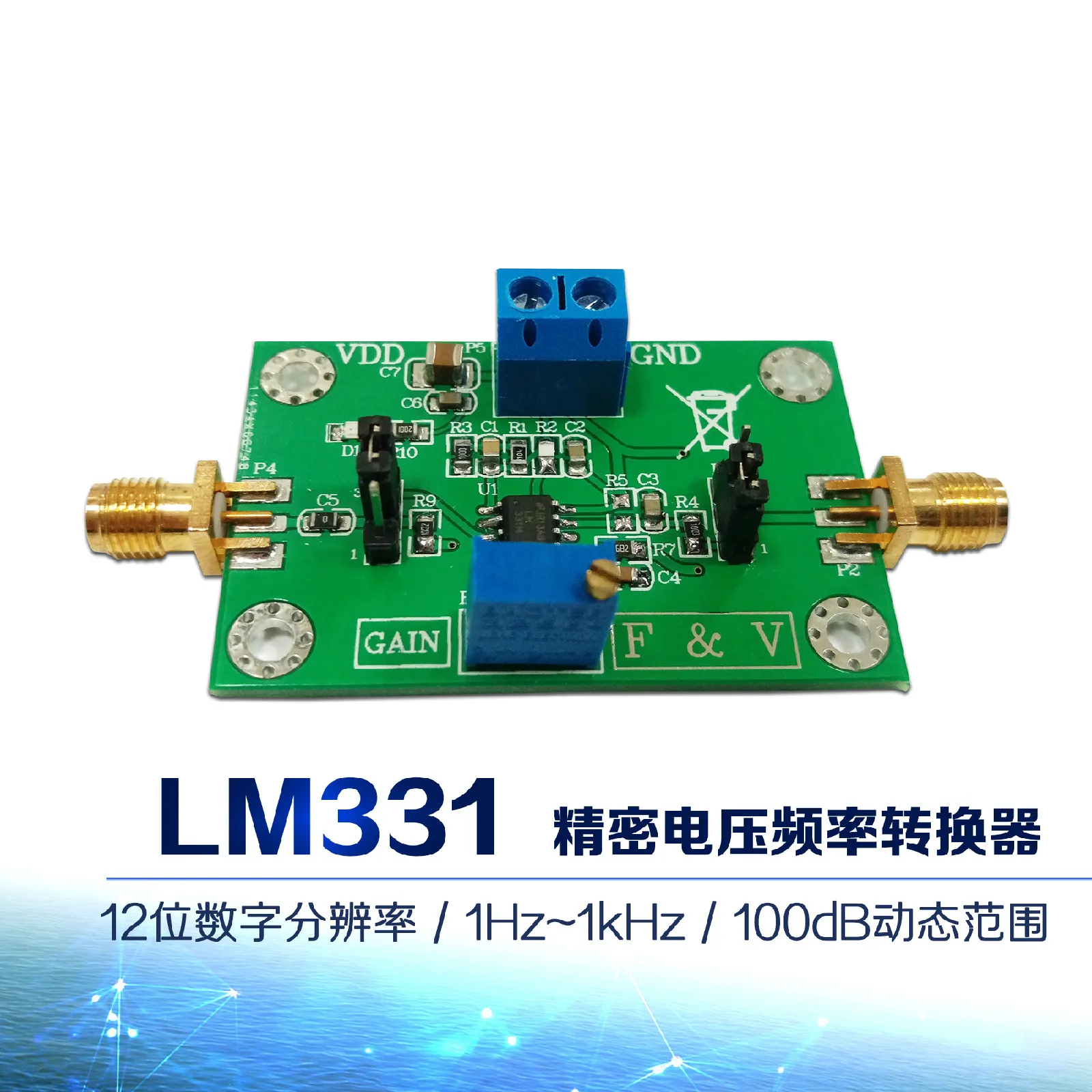 Precision Voltage-Frequency Converter LM331 12-bit Digital Resolution Voltage-Frequency Converter Module 1Hz-10K
Precision Voltage-Frequency Converter LM331 12-bit Digital Resolution Voltage-Frequency Converter Module 1Hz-10K
