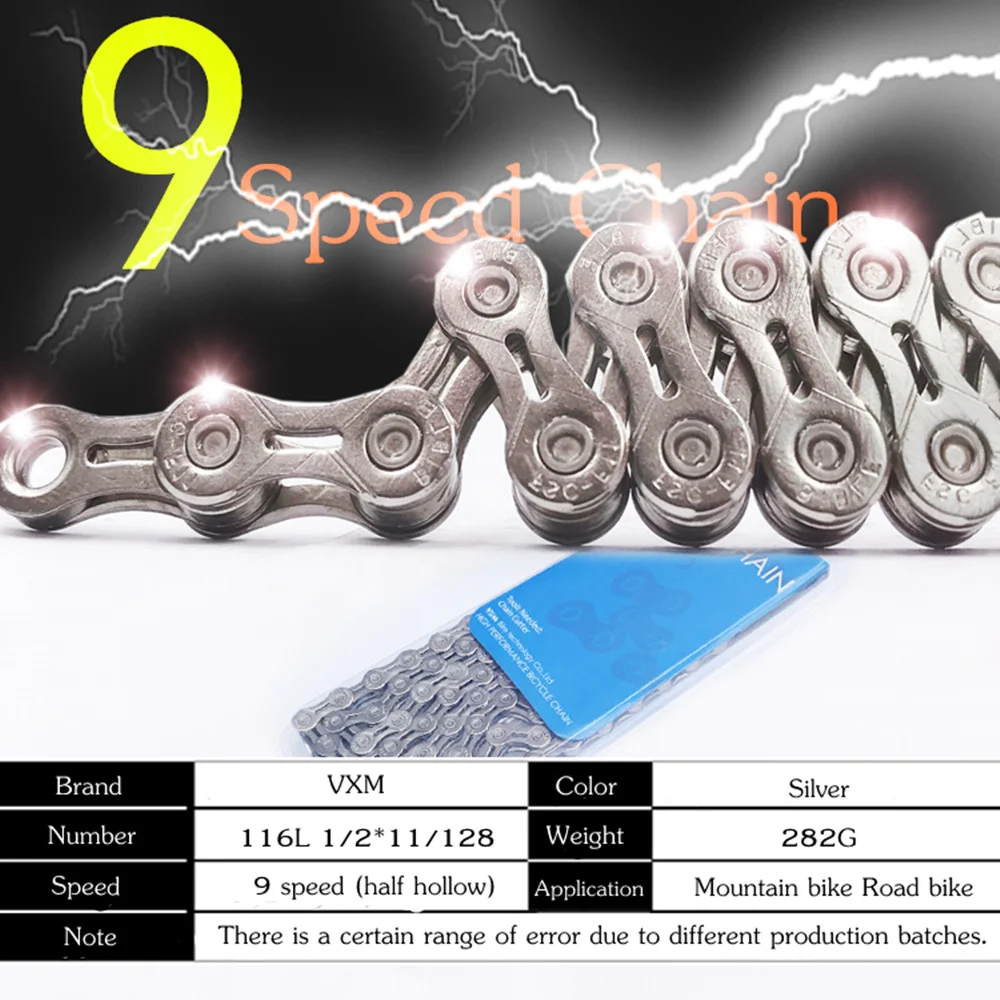 Best VXM Bicycle chain 9 speed half hollow bike chains 9S 116 links ultralight MTB bike road bike variable speed boxed Bicycle Parts 2