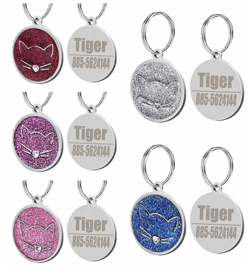 Glitter Stainless Steel Personalized Dog ID Tag Customized Engraved Cat Pet Tags Kitten Name Phone No. Nameplate
Glitter Stainless Steel Personalized Dog ID Tag Customized Engraved Cat Pet Tags Kitten Name Phone No. Nameplate