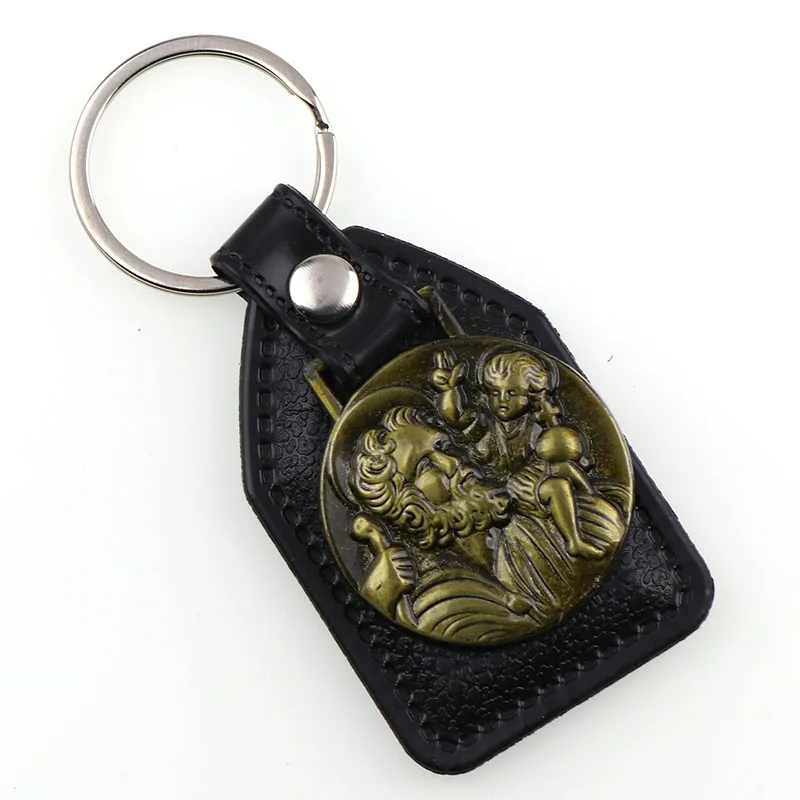 PU Leather KeyChains Saint Joseph Charm pendants for Men Black Tag Antique Bronze Plated Hook Key Holder Car Key Holder
PU Leather KeyChains Saint Joseph Charm pendants for Men Black Tag Antique Bronze Plated Hook Key Holder Car Key Holder