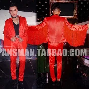 2019 new European and American personality suit nightclub male singer DJ DS red tassel suit costume suit singer costumes
2019 new European and American personality suit nightclub male singer DJ DS red tassel suit costume suit singer costumes