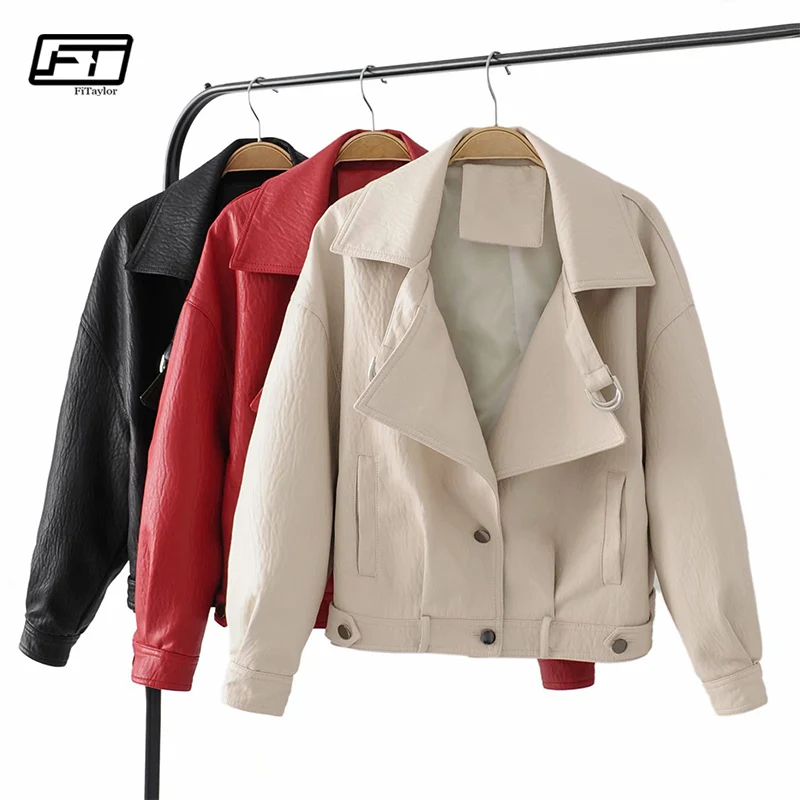 Fitaylor Autumn Winter Women PU Leather Jacket Casual Faux Leather Jackets Basic Motorcycle Outwear Black Red Biker Coat
Fitaylor Autumn Winter Women PU Leather Jacket Casual Faux Leather Jackets Basic Motorcycle Outwear Black Red Biker Coat
