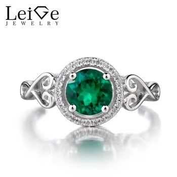 Leige Jewelry Lab Emerald 925 Sterling Silver Ring Round Cut Gemstone May Birthstone Promise Engagement Rings for Women
Leige Jewelry Lab Emerald 925 Sterling Silver Ring Round Cut Gemstone May Birthstone Promise Engagement Rings for Women