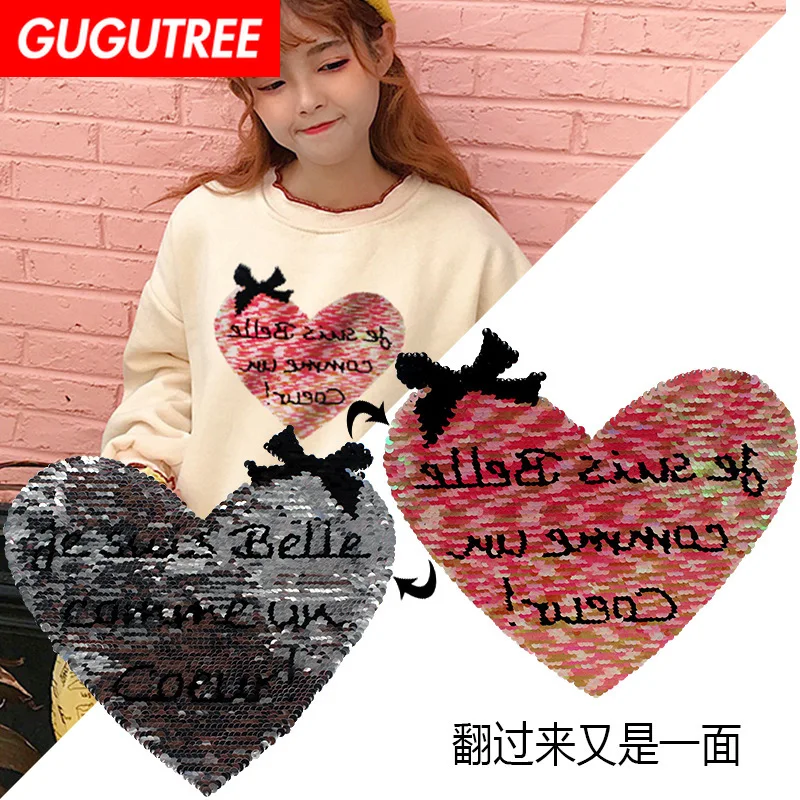 GUGUTREE embroidery Sequins big love heart patches letter patches badges applique patches for clothing XC-288
GUGUTREE embroidery Sequins big love heart patches letter patches badges applique patches for clothing XC-288