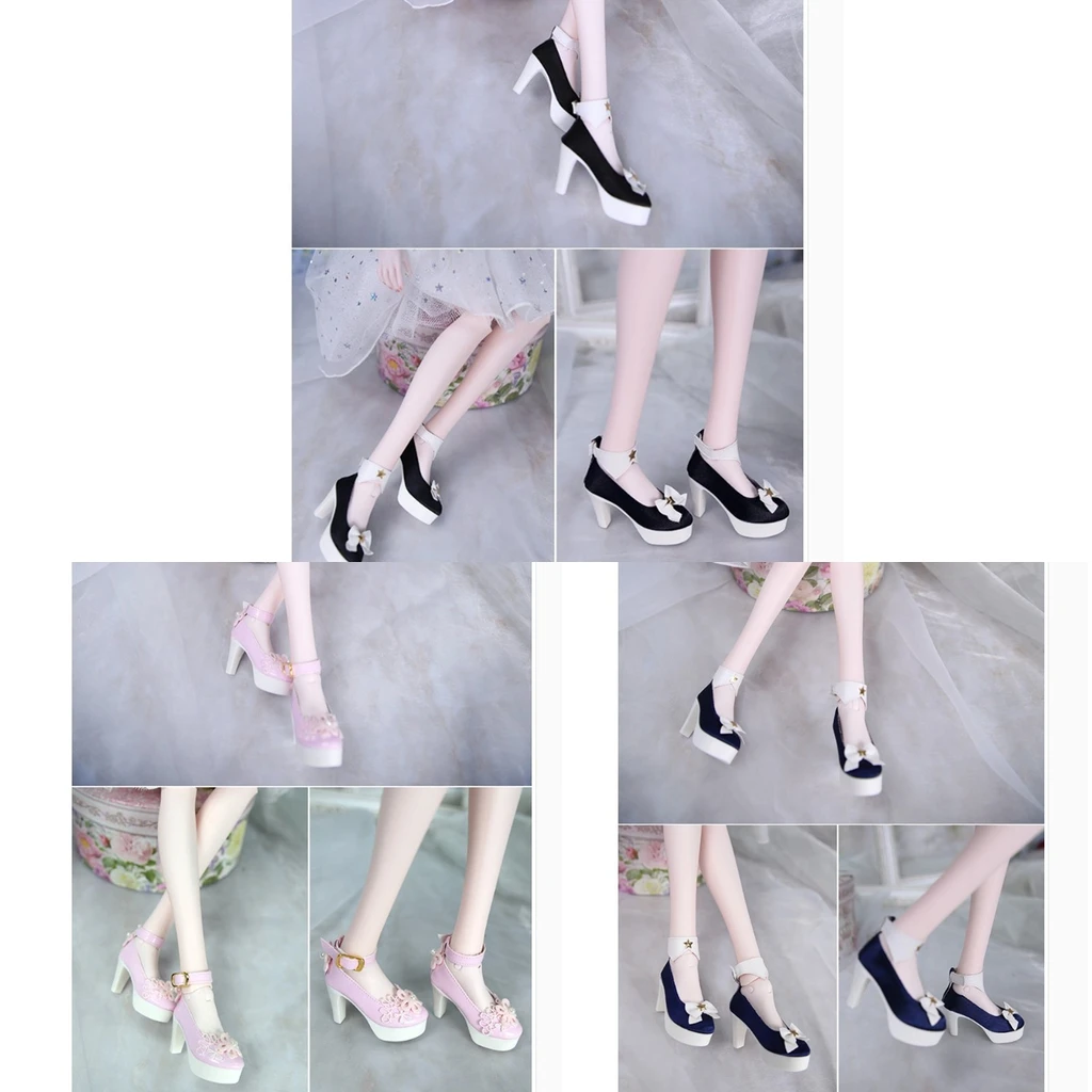 Fashion Mini Bowknot High Heel Shoes for 1:3 BJD SD Dollfie Doll Party Clothes Accessories