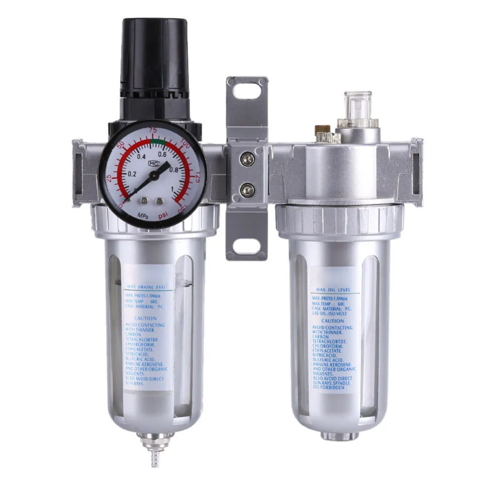 

Pneumatic Air Pressure Filter Regulator Lubricator Moisture Water Trap Cleaner Oil-water Separator G1/4 3/8'' Optional