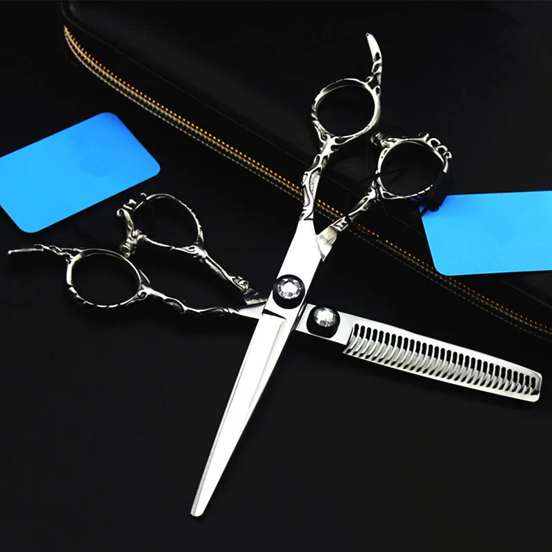 Professional Hair scissors Cutting + Thinning 6 inch Silvery Hairdressing scissors Hollow hair scissors styling tool 
Professional Hair scissors Cutting + Thinning 6 inch Silvery Hairdressing scissors Hollow hair scissors styling tool