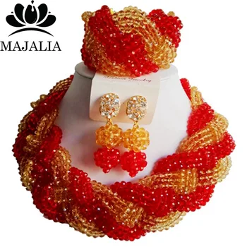 Trendy red Nigerian wedding African beads jewelry set crystal necklace bracelet earrings Majalia A well-known brand 1065
Trendy red Nigerian wedding African beads jewelry set crystal necklace bracelet earrings Majalia A well-known brand 1065