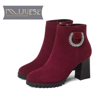 MLJUESE 2019 women Mid-calf boots cow suede autumn spring crystal high heels platform women boots motorcycle boots size 41
MLJUESE 2019 women Mid-calf boots cow suede autumn spring crystal high heels platform women boots motorcycle boots size 41