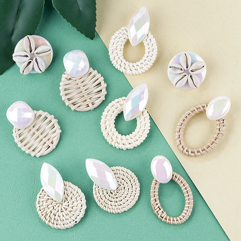 AENSOA Unique Handmade Wooden Flowers Straw Weave Rattan Braid Drop Earrings AB Color Resin Vine Braid Round Circle Earrings
AENSOA Unique Handmade Wooden Flowers Straw Weave Rattan Braid Drop Earrings AB Color Resin Vine Braid Round Circle Earrings