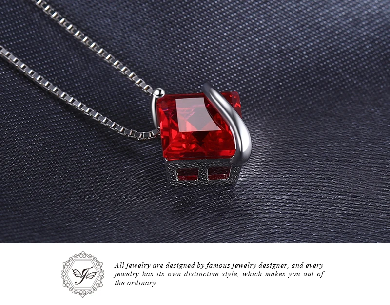 JewelryPalace Classic Square 3.3ct Created Red Ruby Pendant Charm 925 Sterling Silver Brand Wedding Fine Jewelry Without a Chain 20