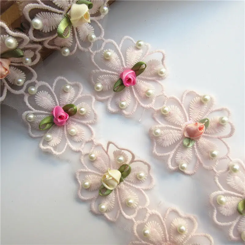 2 yards Cotton 3D Colorful Rose Flowers Pearl Embroidered Lace Trim Ribbon Fabric Handmade Sewing Craft For Costume Decoration
2 yards Cotton 3D Colorful Rose Flowers Pearl Embroidered Lace Trim Ribbon Fabric Handmade Sewing Craft For Costume Decoration
