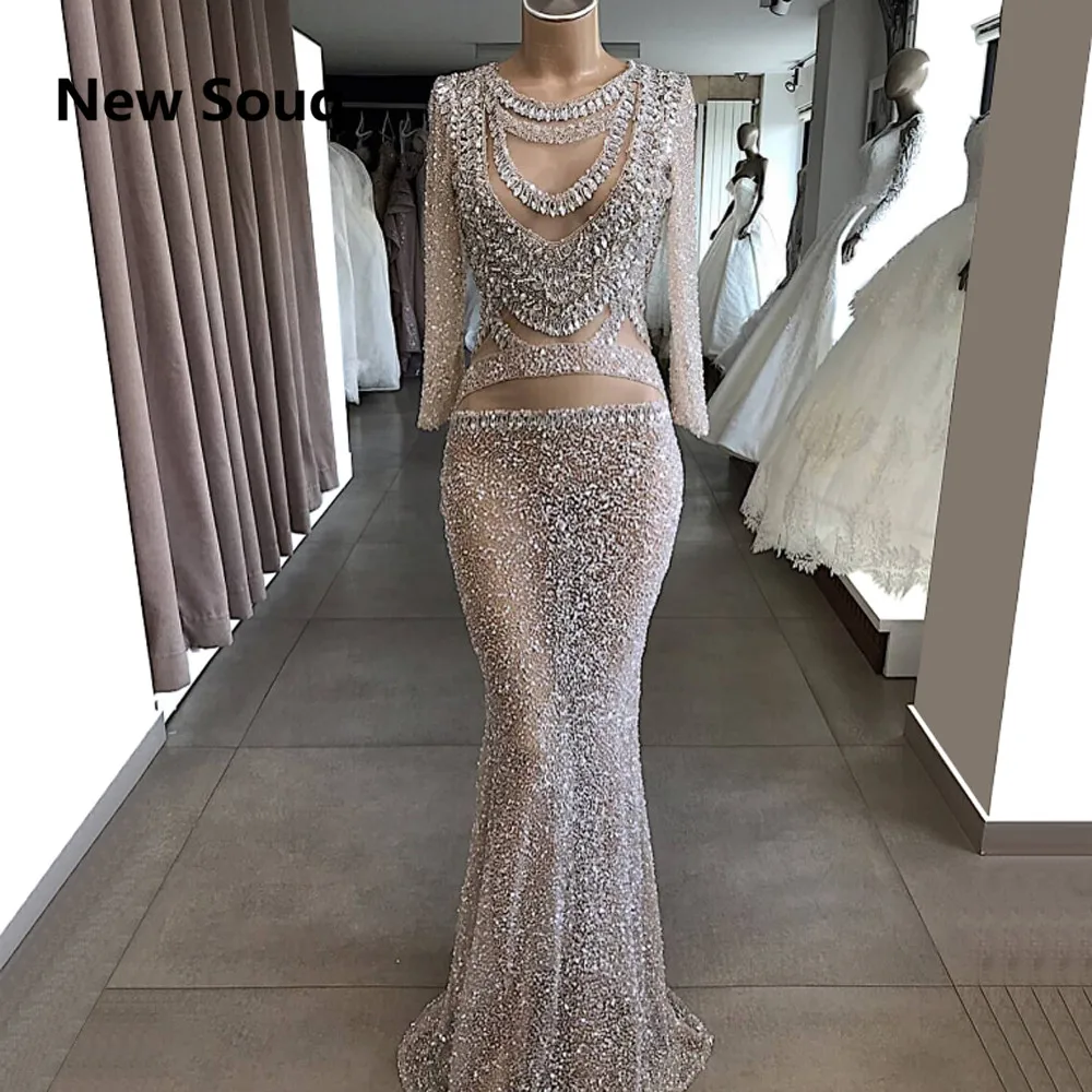 Sexy Illusion Mermaid Prom Dresses Long Sleeves Crystal Beaded Evening Dress Party Gowns vestidos de fiesta de noche
Sexy Illusion Mermaid Prom Dresses Long Sleeves Crystal Beaded Evening Dress Party Gowns vestidos de fiesta de noche