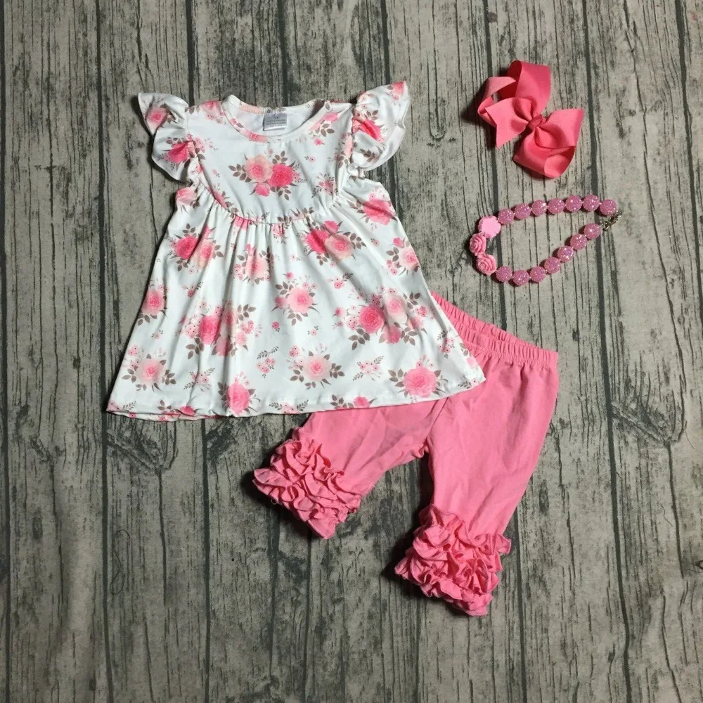 baby girls summer outfits kids girls floral top with coral capri ruffle pants clothing girls boutique sets with accessories
baby girls summer outfits kids girls floral top with coral capri ruffle pants clothing girls boutique sets with accessories
