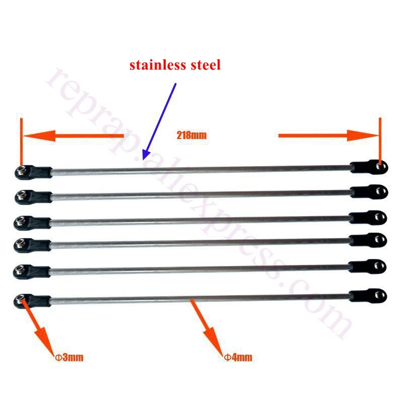 6pcs/set 3D Printer 218mm Stainless Steel Arms Kit Rods Arms for Delta Rostock / Kossel Mini, Assembed w/ Traxxas #5347 Rod ends
6pcs/set 3D Printer 218mm Stainless Steel Arms Kit Rods Arms for Delta Rostock / Kossel Mini, Assembed w/ Traxxas #5347 Rod ends