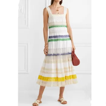 2020 New Arrival Summer Designer Runway Colorful Striped Lace Patchwork Spaghetti Strap Dress Floral Crochet Hollow Lace Dress
2020 New Arrival Summer Designer Runway Colorful Striped Lace Patchwork Spaghetti Strap Dress Floral Crochet Hollow Lace Dress