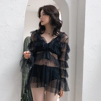 2019 Korea Women Three Piece Bikini set Nylon Black Lace Chic Cute Cover Flounce Seethrough Solid Perspective Beach Bathing
2019 Korea Women Three Piece Bikini set Nylon Black Lace Chic Cute Cover Flounce Seethrough Solid Perspective Beach Bathing