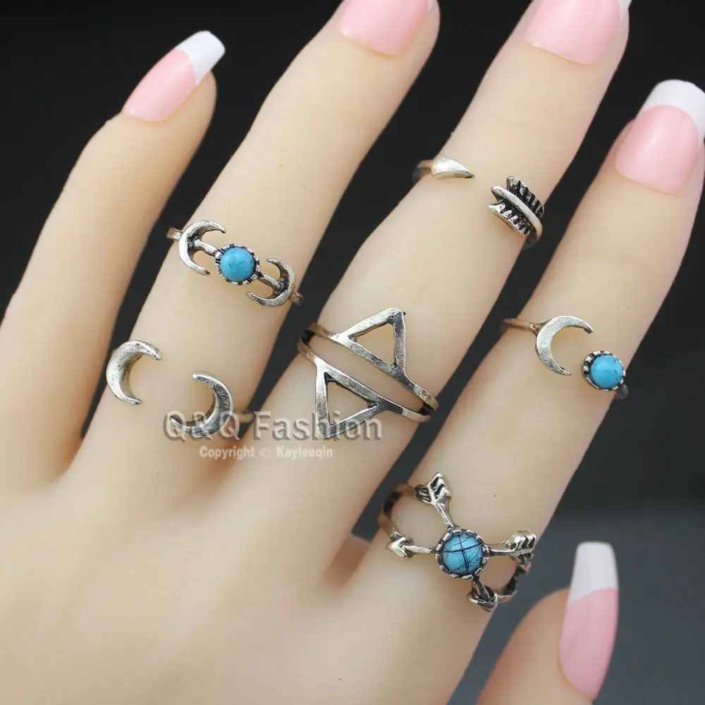 Gypsy Hippie Boho Pack 6 Silver Triangle Turkey Blue Stone Aztec Stack Band Ring Set
Gypsy Hippie Boho Pack 6 Silver Triangle Turkey Blue Stone Aztec Stack Band Ring Set