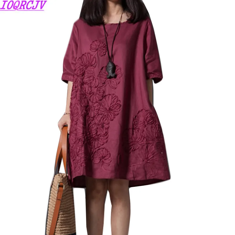2018 New Summer Women Dress Loose Short-sleeved Embroidery Comfortable Cotton and Linen Dress Plus Size 3XL Women Clothing AA52
2018 New Summer Women Dress Loose Short-sleeved Embroidery Comfortable Cotton and Linen Dress Plus Size 3XL Women Clothing AA52