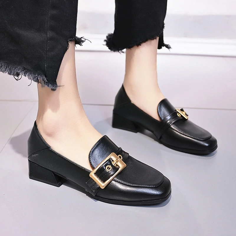 Elegant Women Loafers Fashion Metal Buckle Girls Pumps Slip-on Square Heel Ladies Party Shoes Women Office Shoes
Elegant Women Loafers Fashion Metal Buckle Girls Pumps Slip-on Square Heel Ladies Party Shoes Women Office Shoes