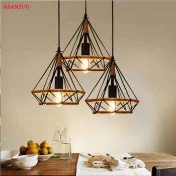 Industrial Retro Pendant Lights For Restaurant bar Cafe shop Hanging Light Woven hemp rope Diamond cages Pendant lamp
Industrial Retro Pendant Lights For Restaurant bar Cafe shop Hanging Light Woven hemp rope Diamond cages Pendant lamp