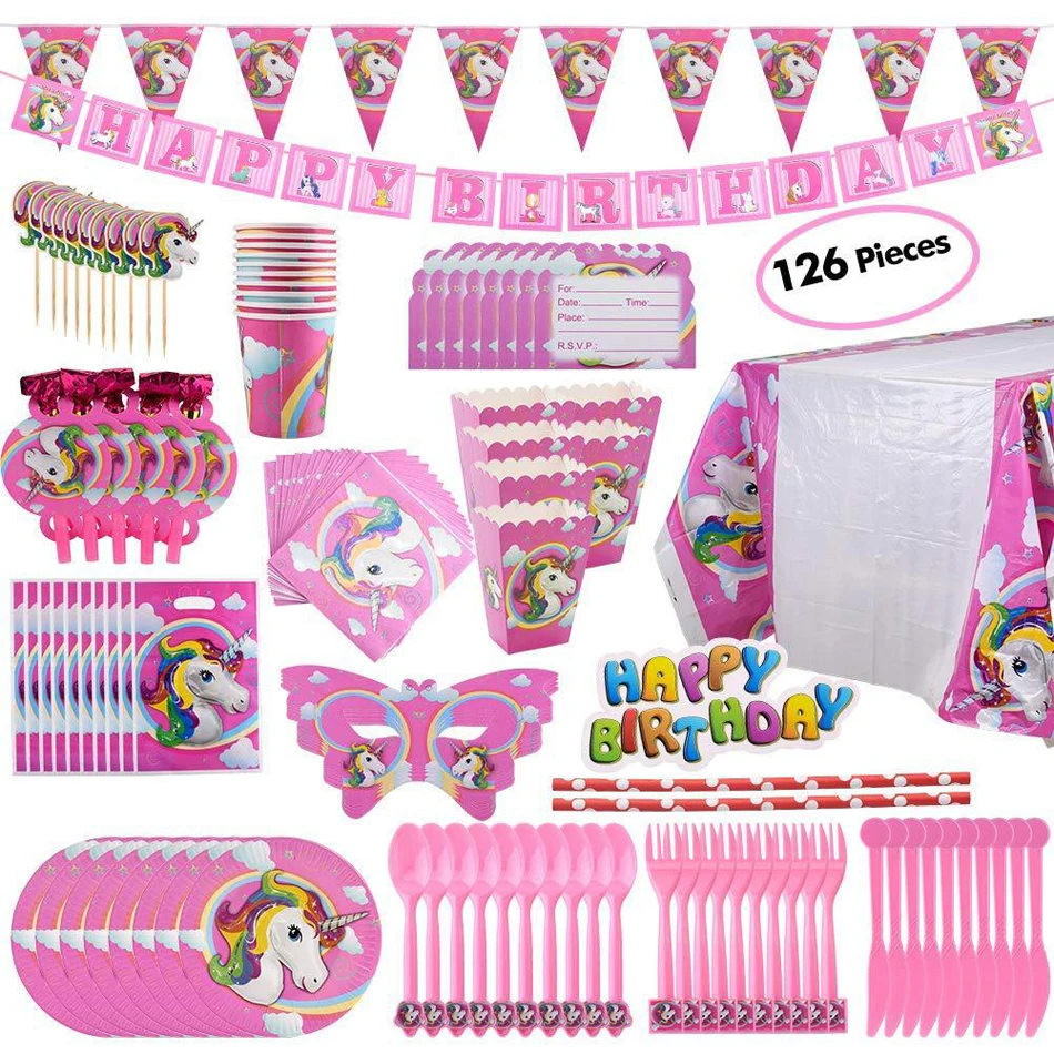 E-doo Unicorn Party Supplies, Kids Birthday Decorations Disposable Party Set with Plates Cups Napkins Tablecloth Paper Banner
E-doo Unicorn Party Supplies, Kids Birthday Decorations Disposable Party Set with Plates Cups Napkins Tablecloth Paper Banner